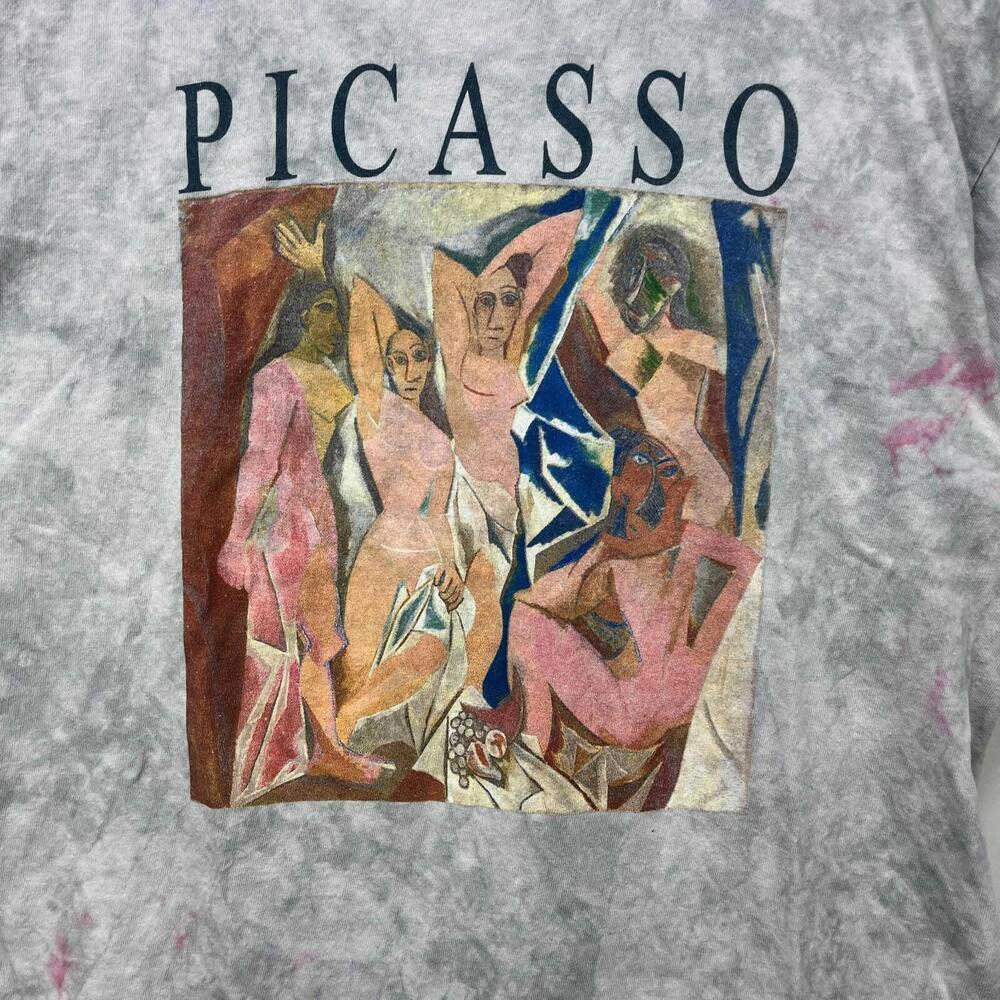 Vintage Y2K Picasso Naked Women Art Tie-Dye T-Shirt Large - Picture 2 of 12